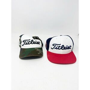 Titleist Lot of 2 USA Flag Tour Snapback Mesh Cap & Tour Cotton Curve Cap Camo